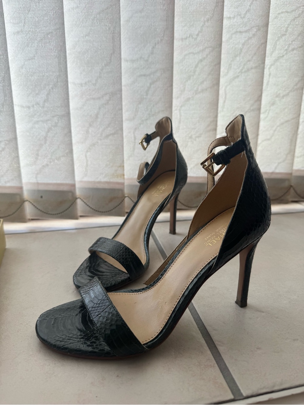 Michael Kors Genuine Snakeskin Dark Green Stiletto